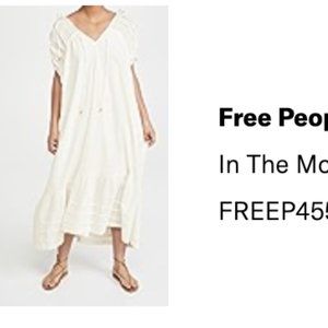 Free People Ivory Colored In The Mood For This Midi Dress FREEP4555613149114